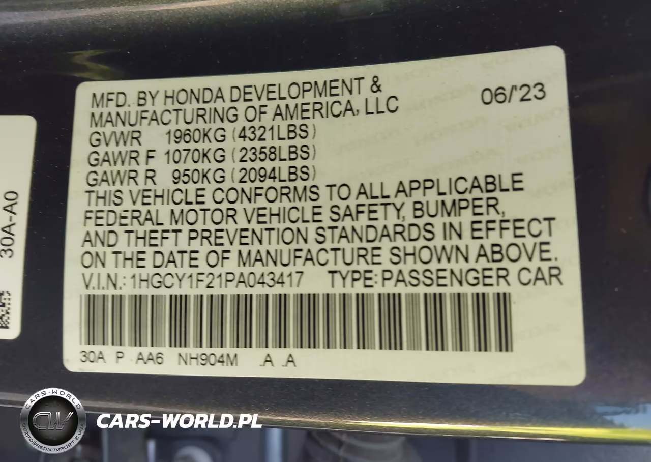 2023 Honda Accord Lx VIN:1HGCY1F21PA043417 - 9