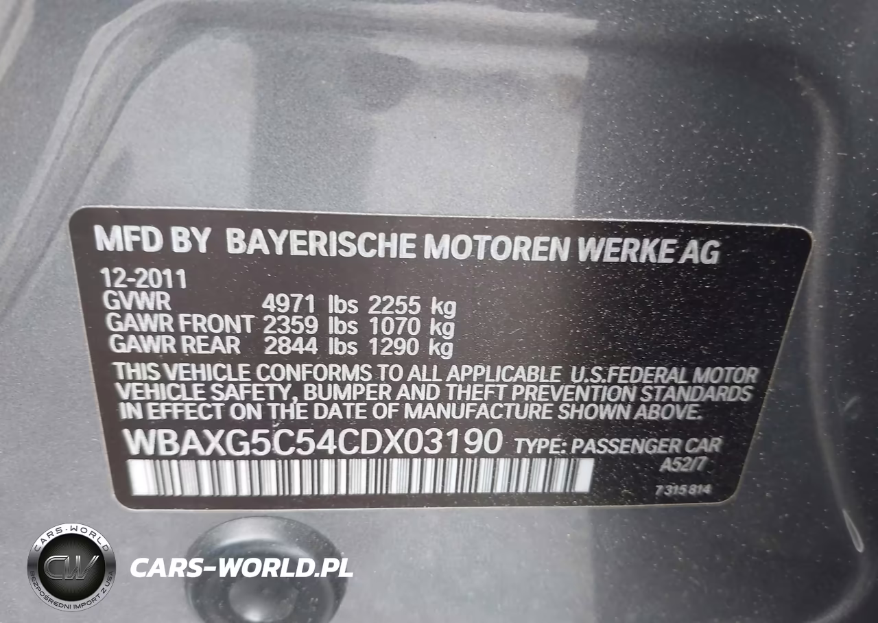 2012 BMW 528I VIN:WBAXG5C54CDX03190 - 9