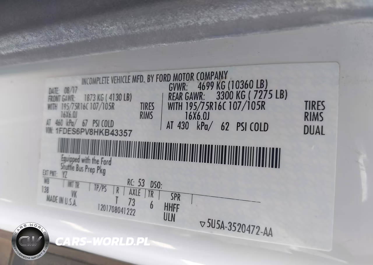 2017 Ford Transit-350 Cutaway VIN:1FDES6PV8HKB43357 - 9