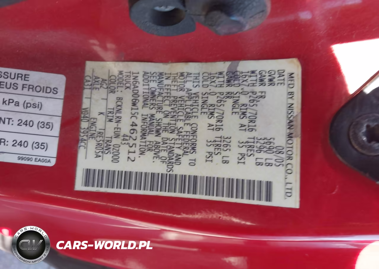 2005 Nissan Frontier 4Wd Se VIN:1N6AD06W15C462512 - 9