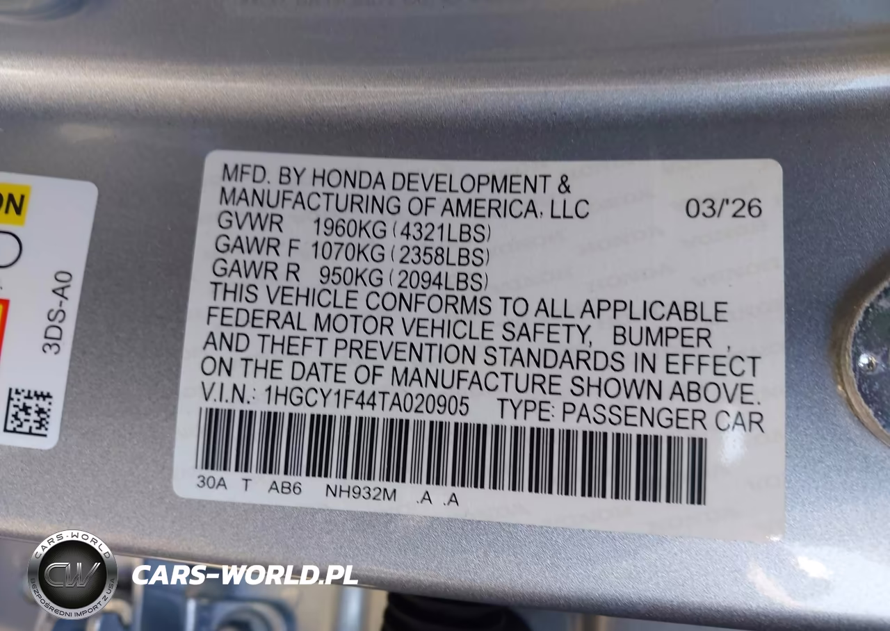 2026 Honda Accord Se VIN:1HGCY1F44TA020905 - 9