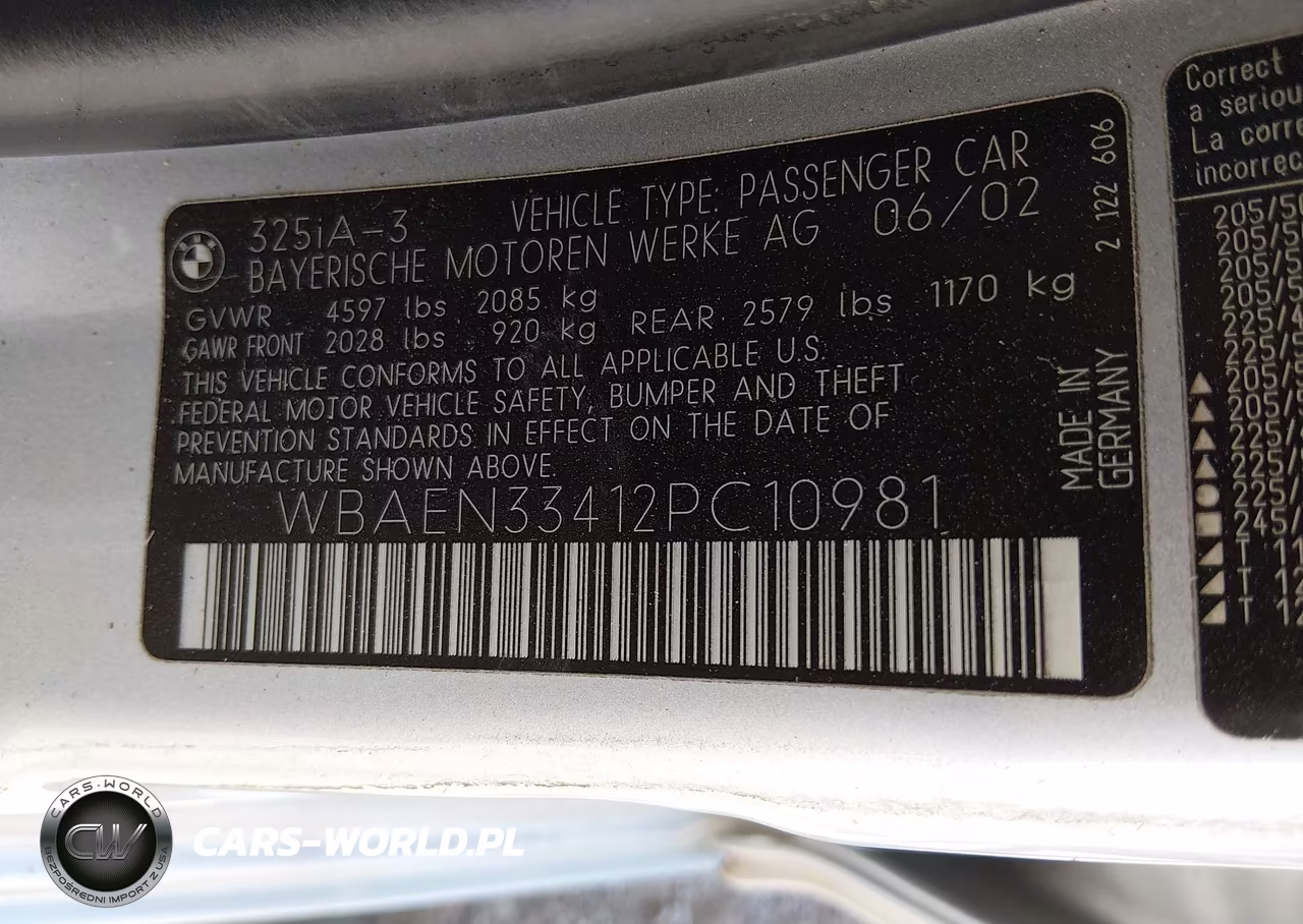 2002 BMW 3 Series 325I VIN:WBAEN33412PC10981 - 9