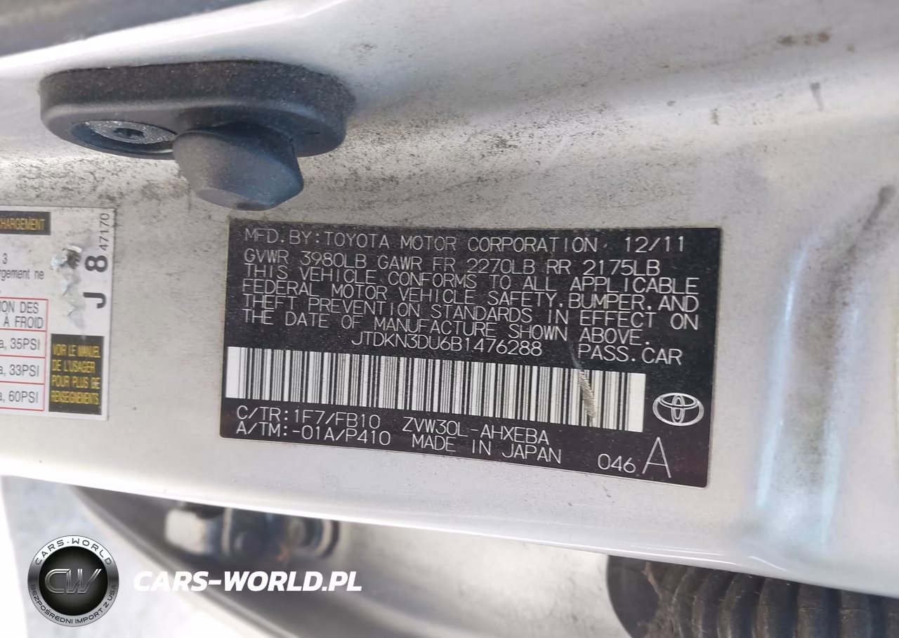 2011 Toyota Prius Two VIN:JTDKN3DU6B1476288 - 9