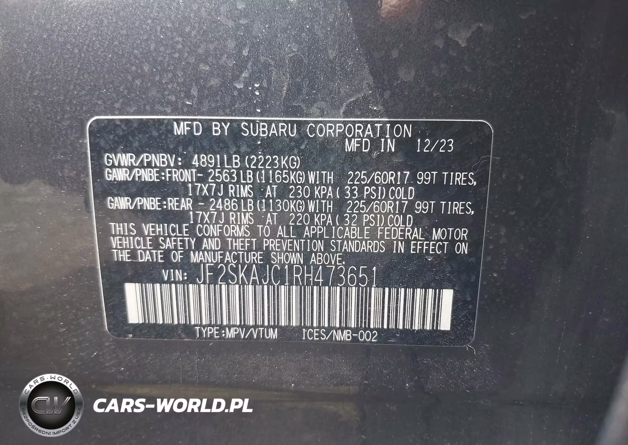 2024 Subaru Forester Wilderness VIN:JF2SKAJC1RH473651 - 9