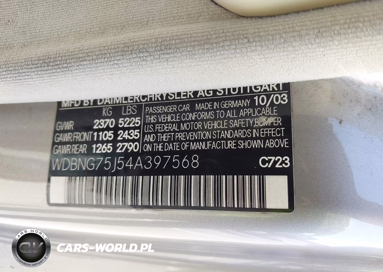 2004 Mercedes-Benz S 500 VIN:WDBNG75J54A397568 - 9