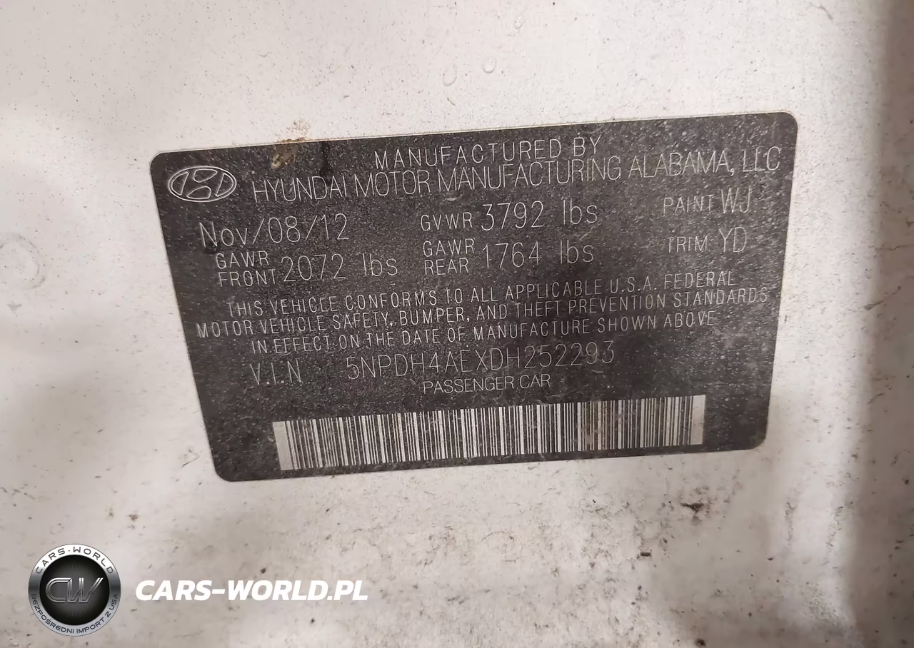 2013 Hyundai Elantra Gls VIN:5NPDH4AEXDH252293 - 9