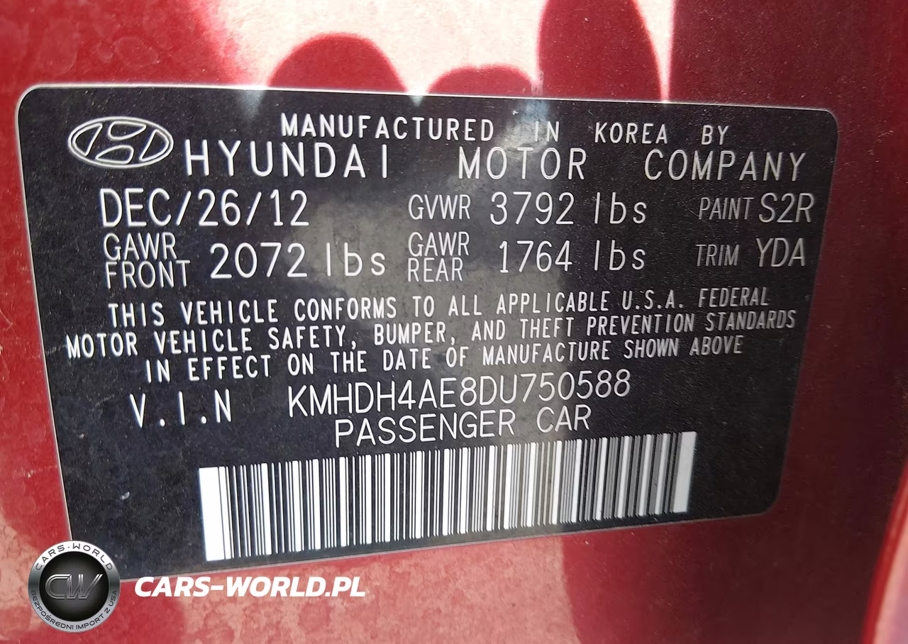 2013 Hyundai Elantra Gls VIN:KMHDH4AE8DU750588 - 9
