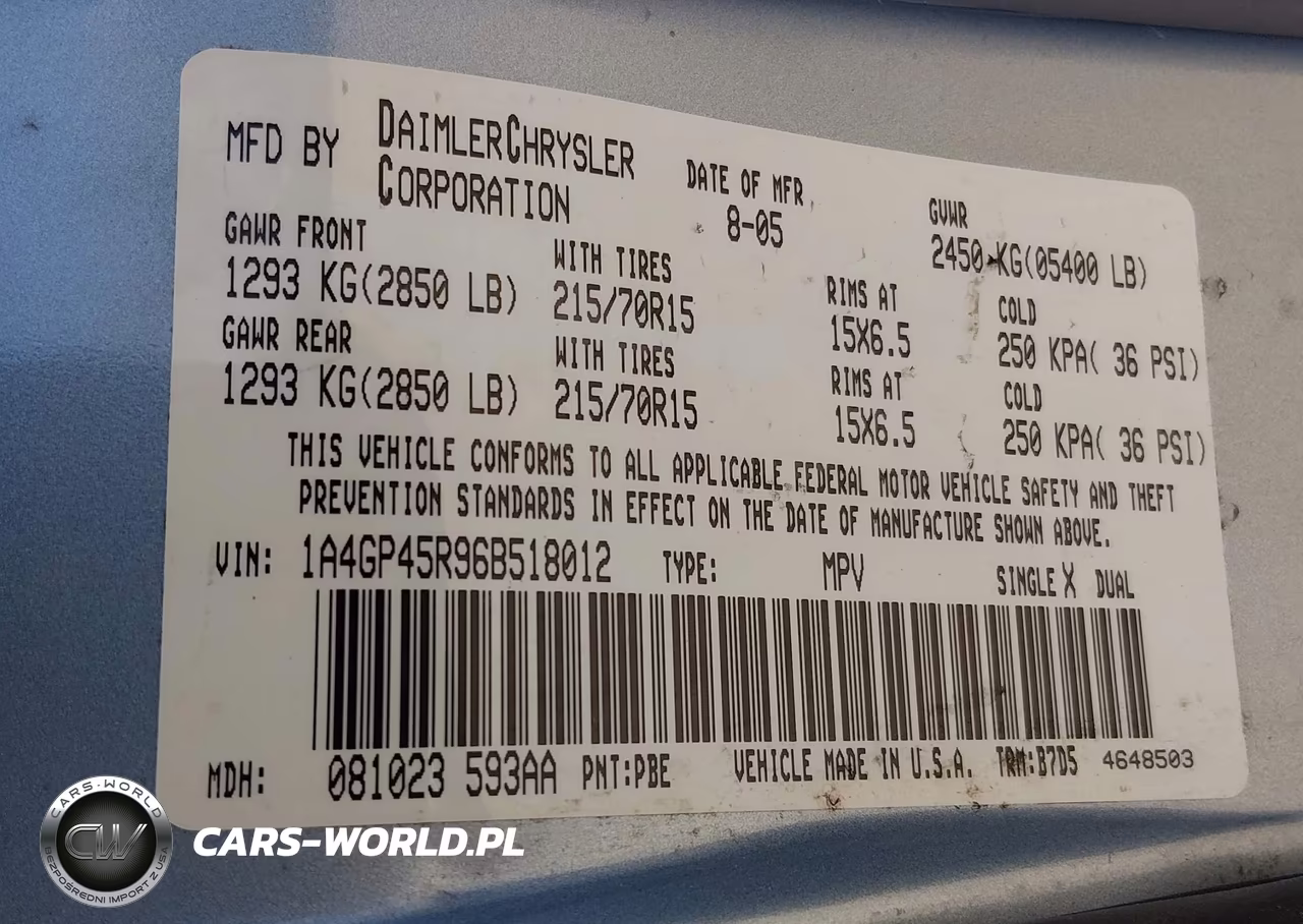 2006 Chrysler Town & Country VIN:1A4GP45R96B518012 - 9