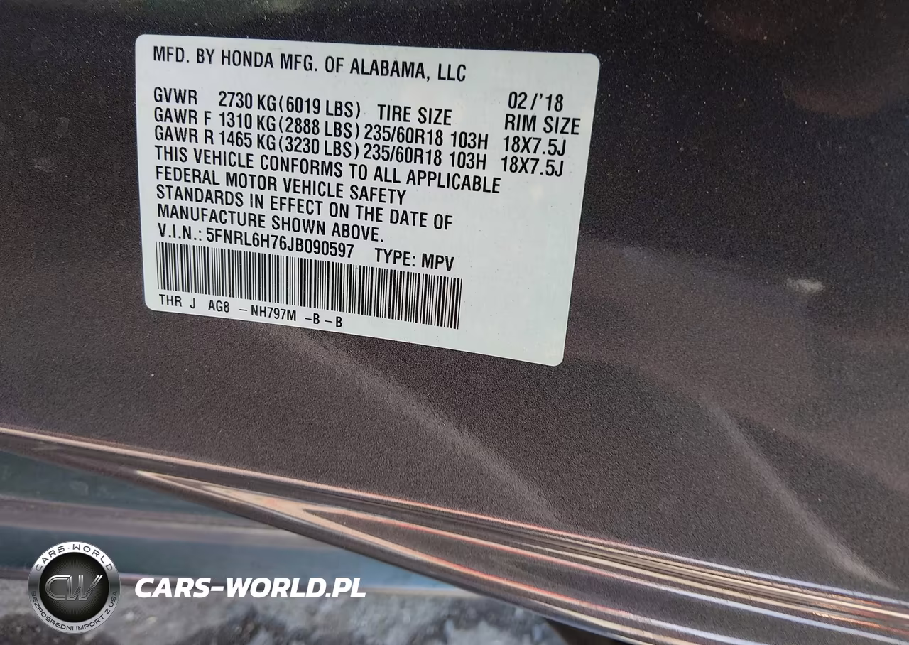 2018 Honda Odyssey Ex-L VIN:5FNRL6H76JB090597 - 9