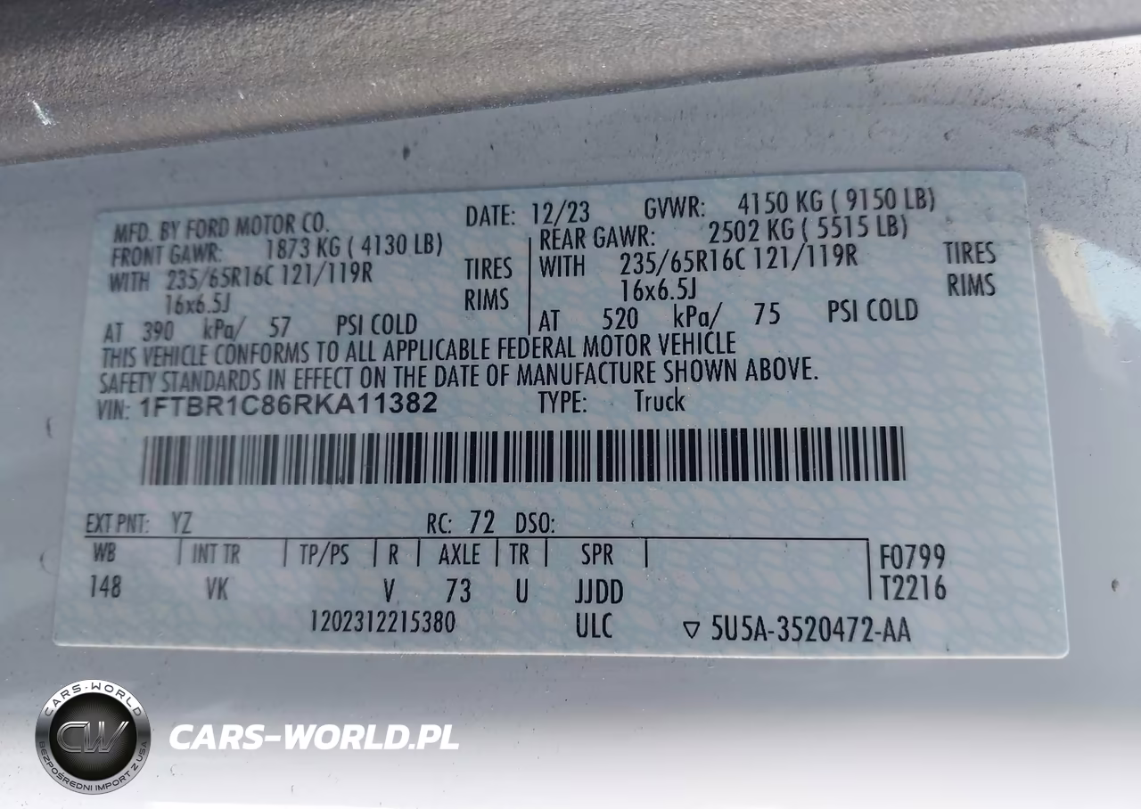 2024 Ford Transit-250 VIN:1FTBR1C86RKA11382 - 9