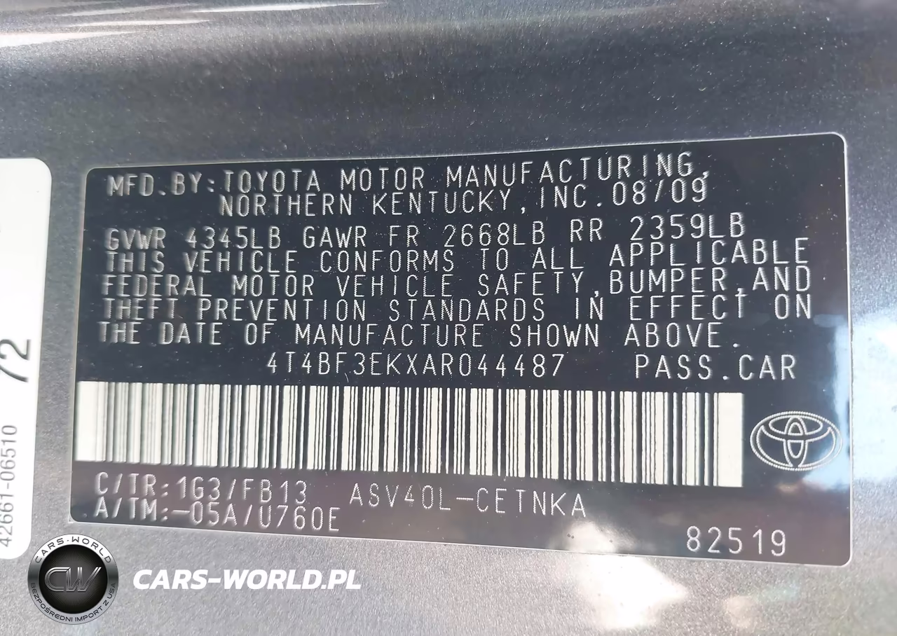 2010 Toyota Camry Le VIN:4T4BF3EKXAR044487 - 9