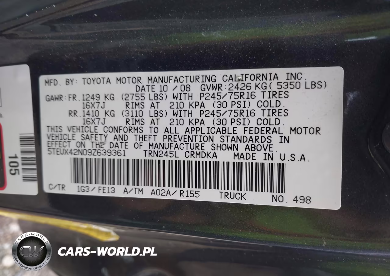 2009 Toyota Tacoma VIN:5TEUX42N09Z639361 - 9