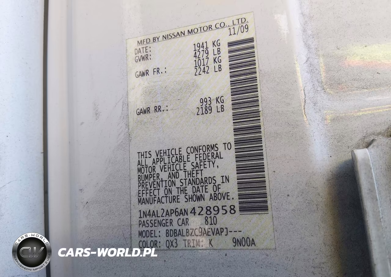 2010 Nissan Altima 2.5 S VIN:1N4AL2AP6AN428958 - 9