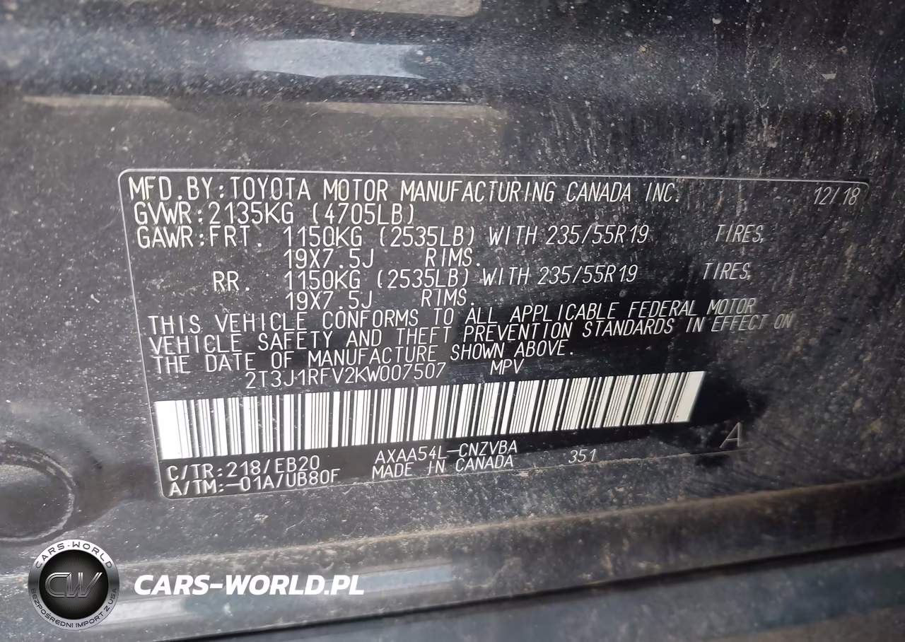 2019 Toyota Rav4 Adventure VIN:2T3J1RFV2KW007507 - 9