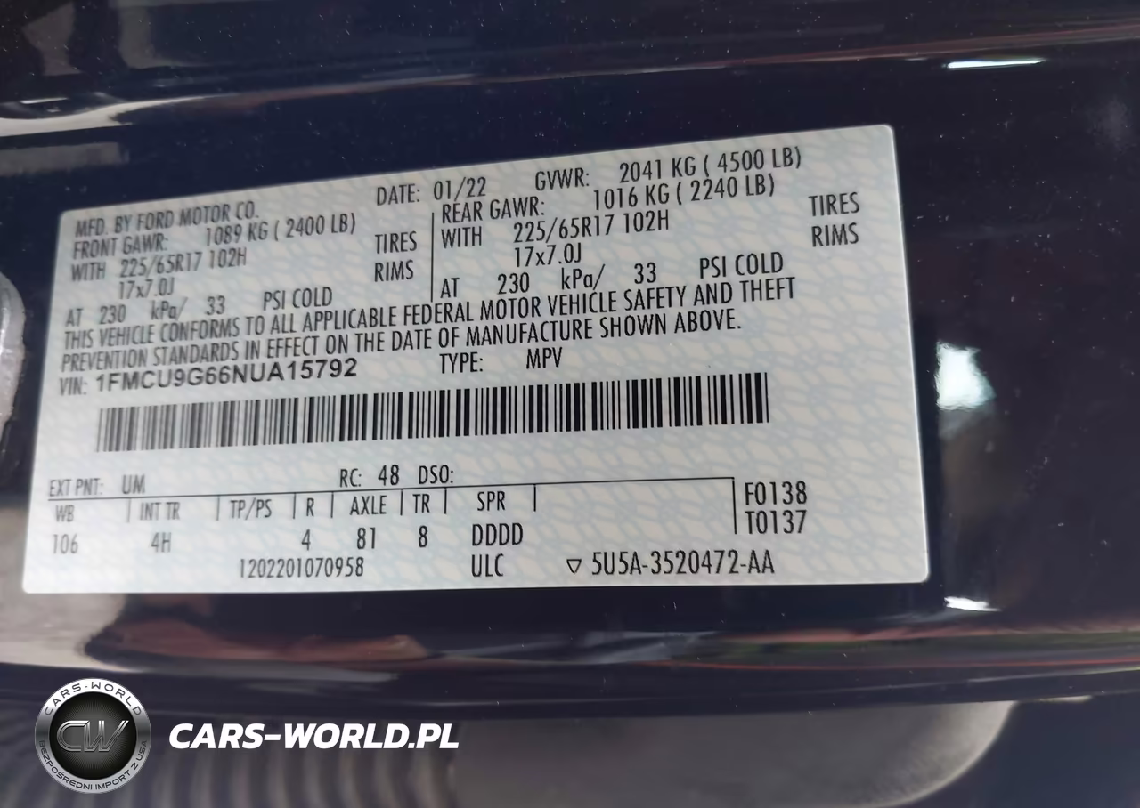 2022 Ford Escape Se VIN:1FMCU9G66NUA15792 - 9