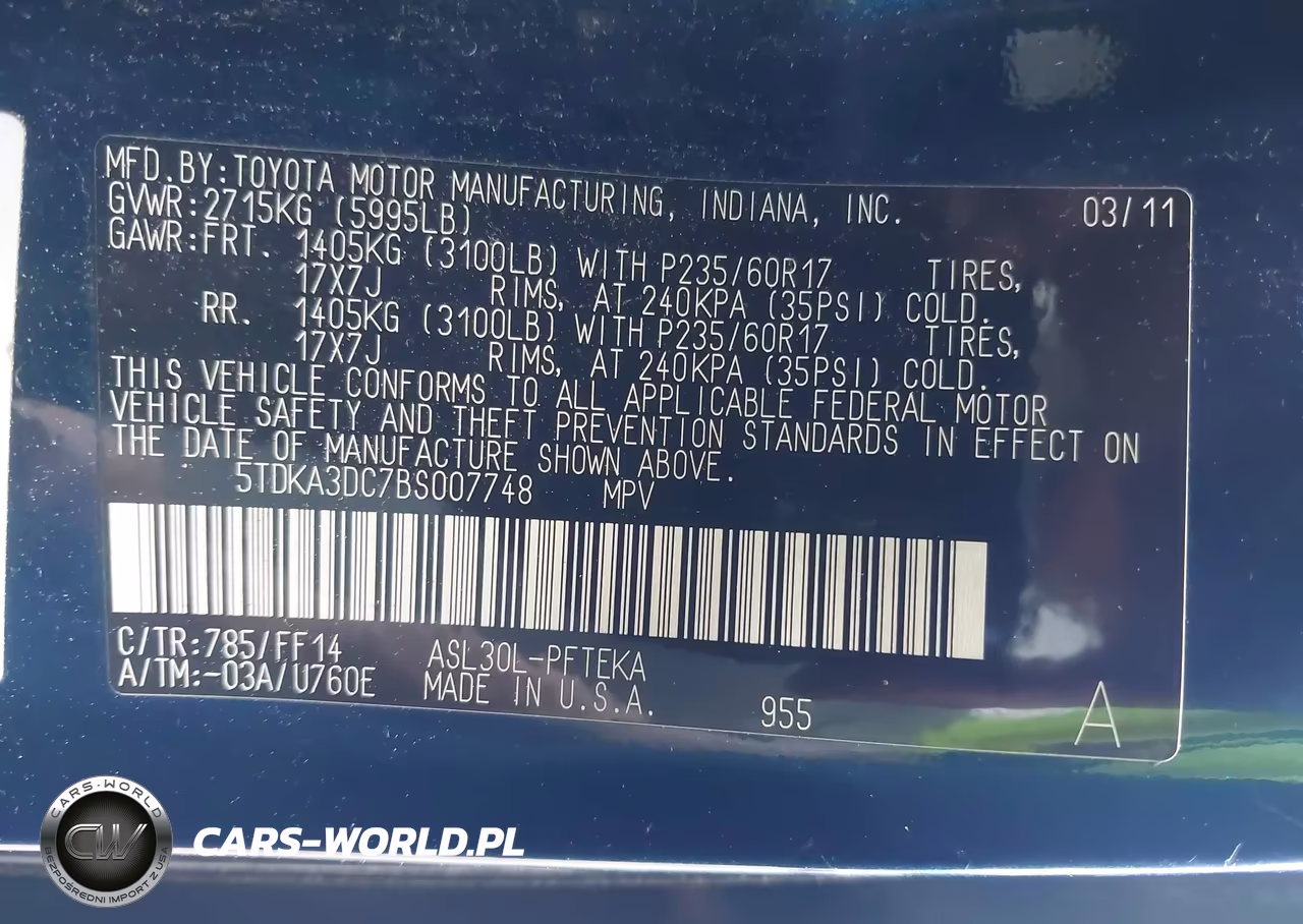 2011 Toyota Sienna VIN:5TDKA3DC7BS007748 - 9