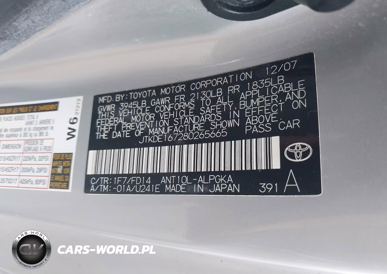 2008 Scion Tc VIN:JTKDE167280265665 - 9
