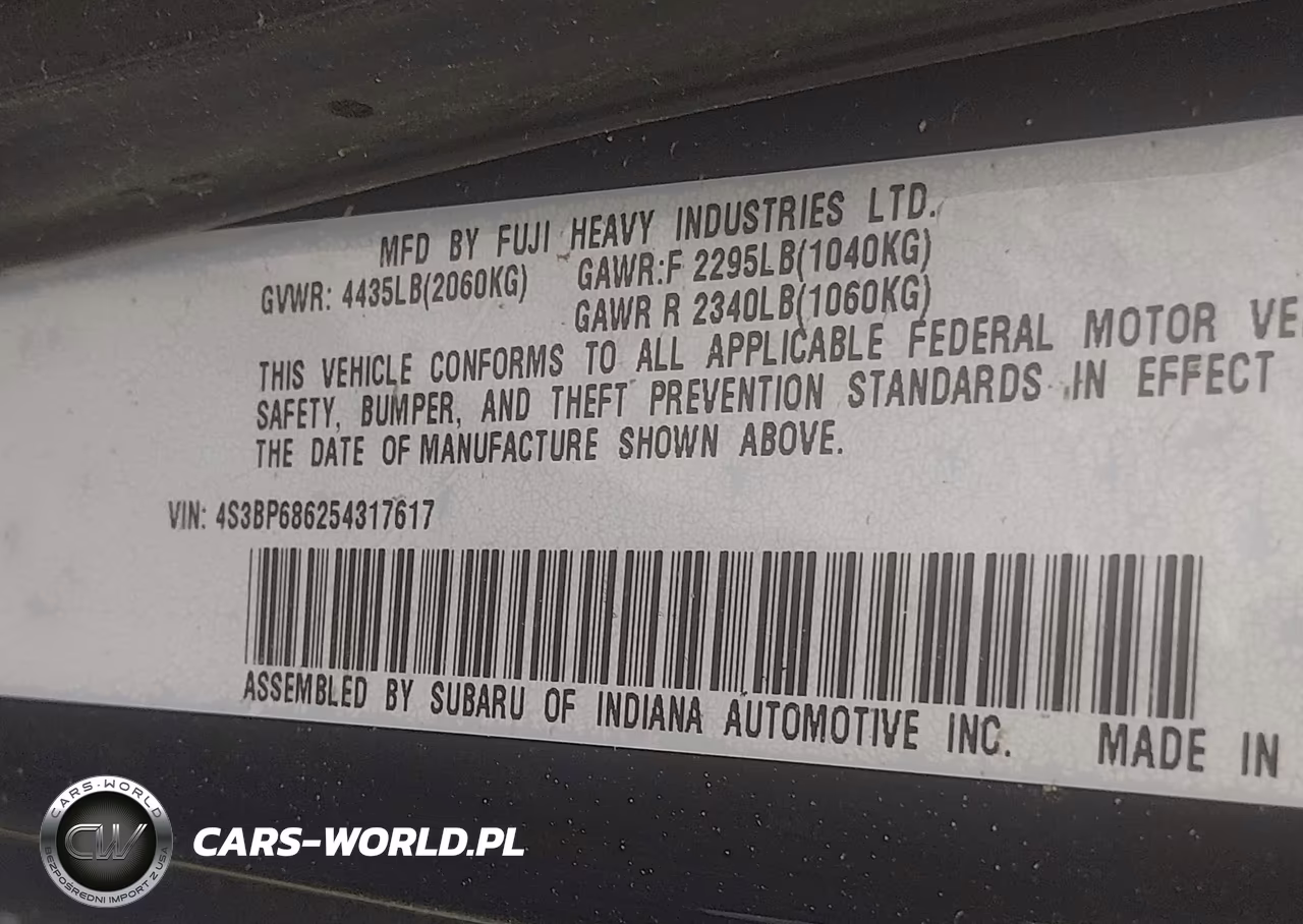 2005 Subaru Legacy 2.5Gt VIN:4S3BP686254317617 - 9