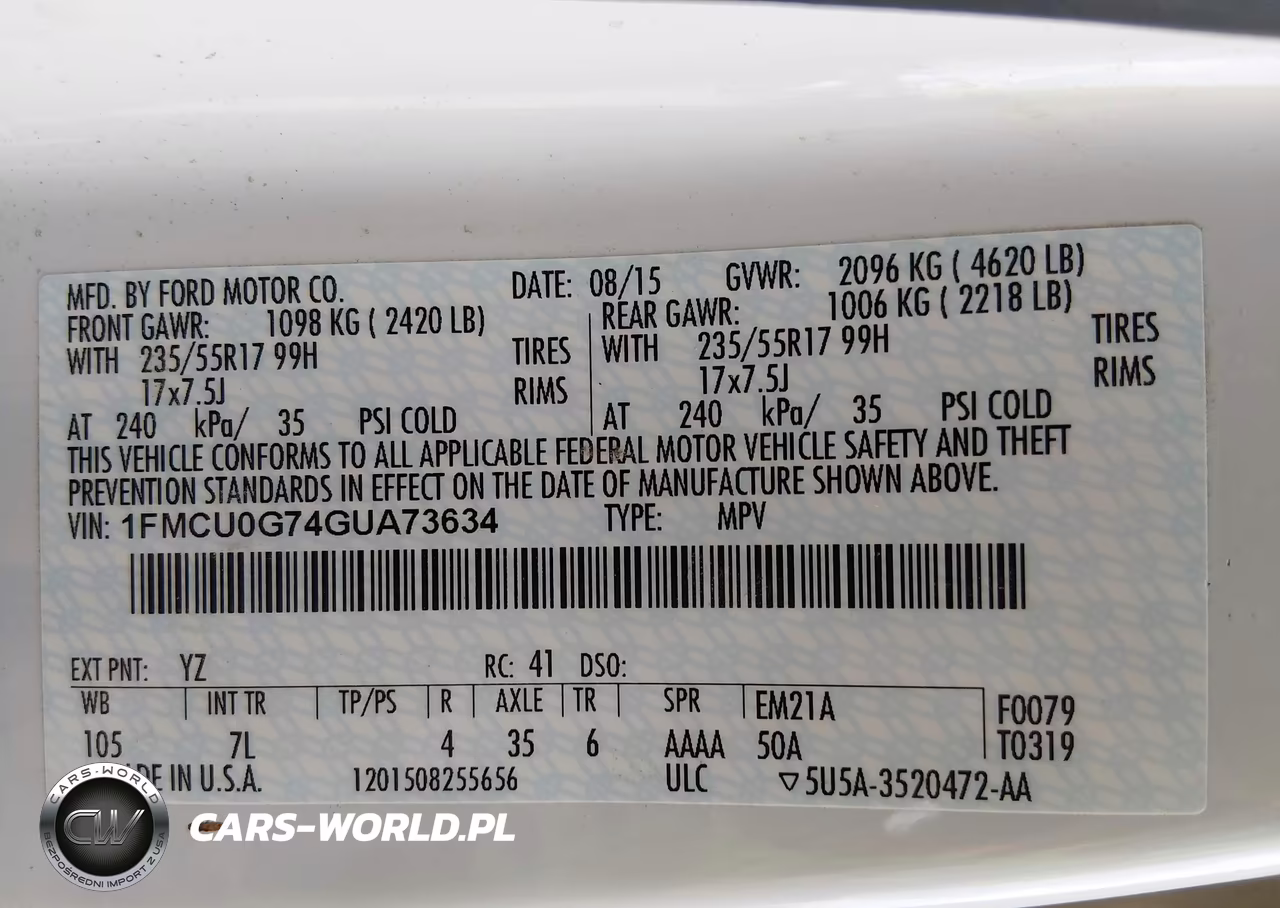 2016 Ford Escape Se VIN:1FMCU0G74GUA73634 - 9
