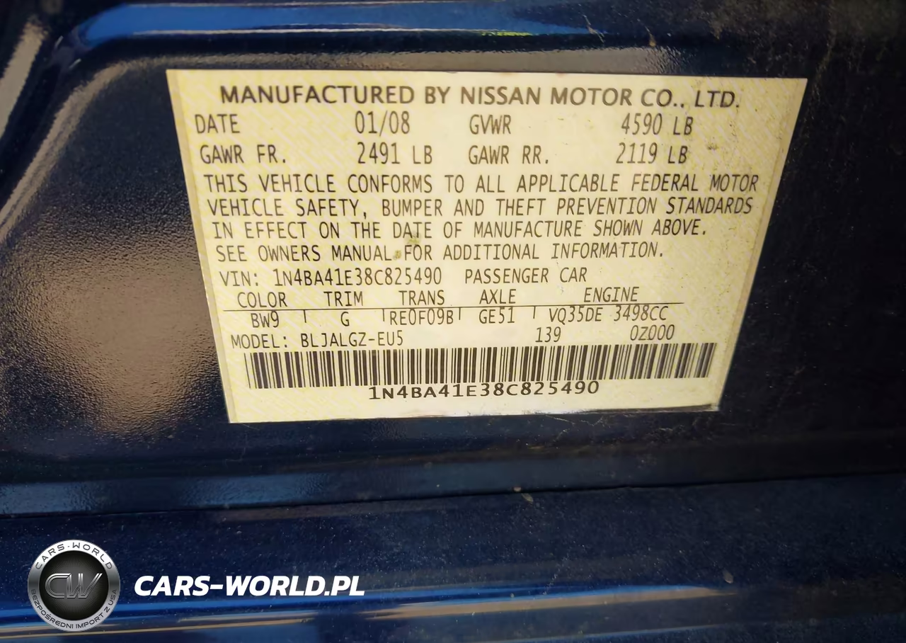 2008 Nissan Maxima 3.5 Sl VIN:1N4BA41E38C825490 - 9