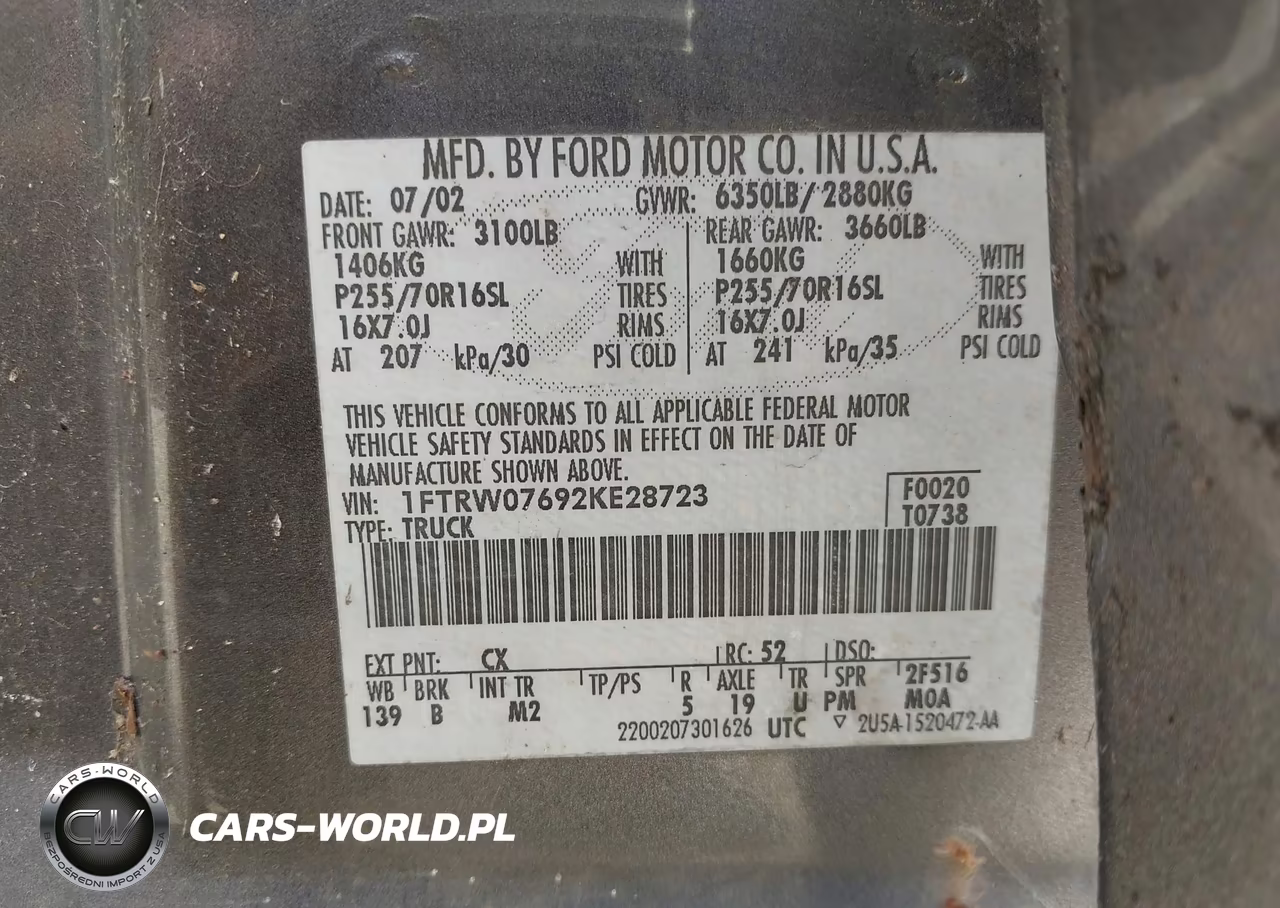 2002 Ford F-150 Lariat-Xlt VIN:1FTRW07692KE28723 - 9