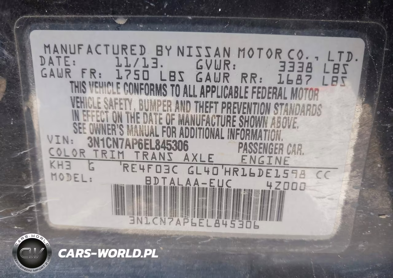 2014 Nissan Versa 1.6 S VIN:3N1CN7AP6EL845306 - 9