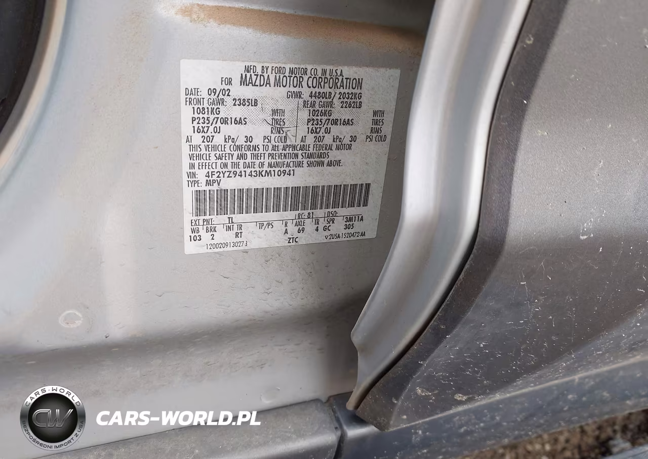 2003 Mazda Tribute Lx V6 VIN:4F2YZ94143KM10941 - 9