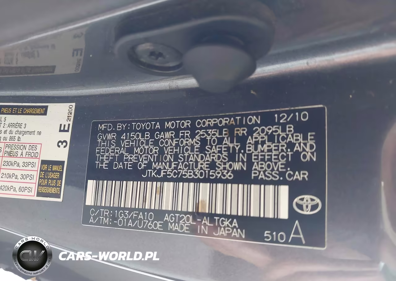 2011 Scion Tc VIN:JTKJF5C75B3015936 - 9