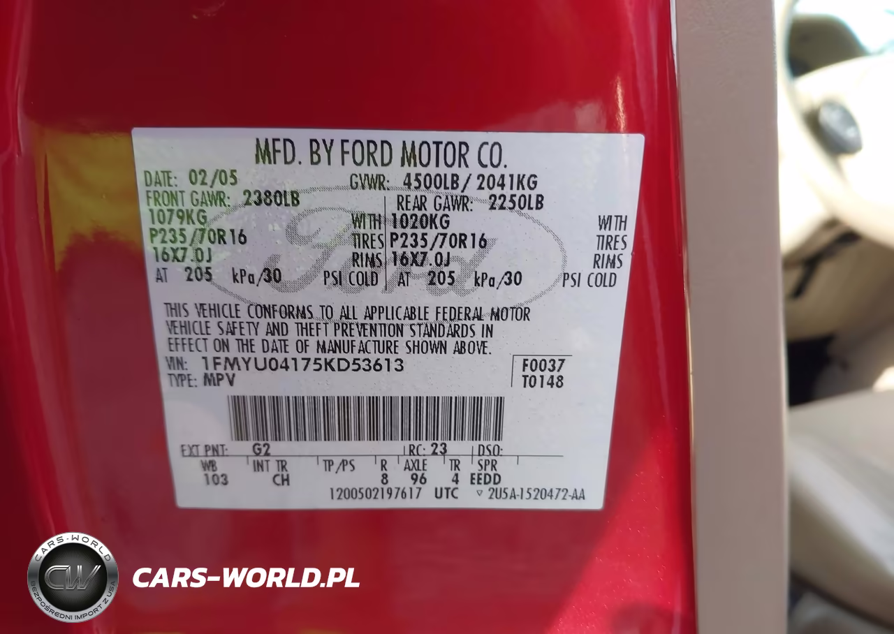 2005 Ford Escape Limited VIN:1FMYU04175KD53613 - 9