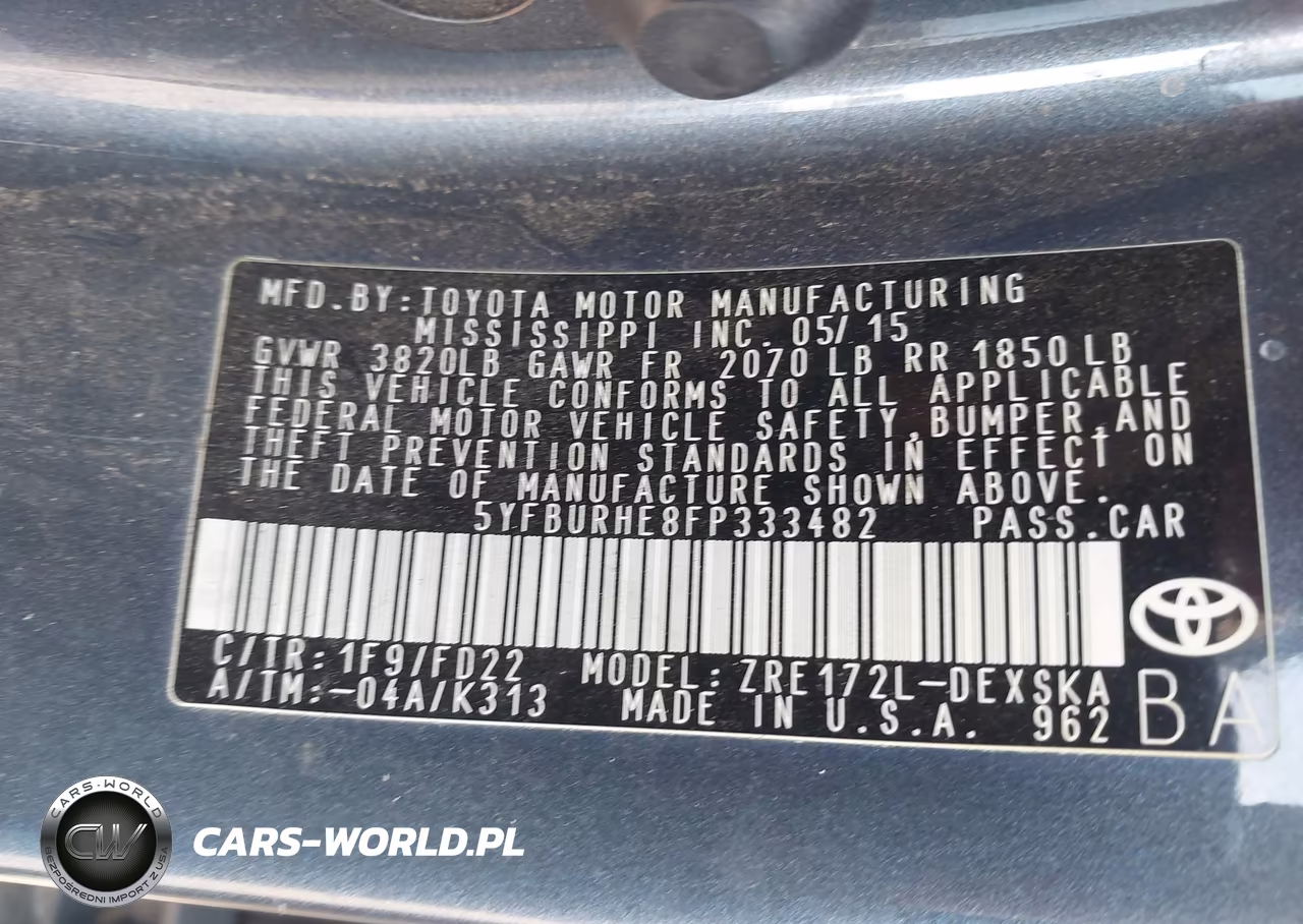 2015 Toyota Corolla S Plus VIN:5YFBURHE8FP333482 - 9