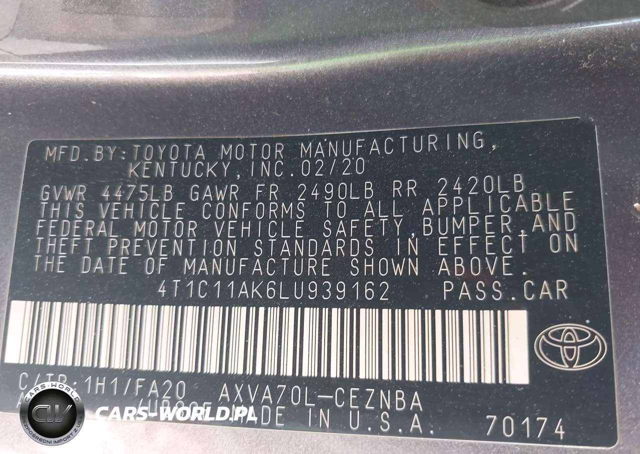2020 Toyota Camry Le VIN:4T1C11AK6LU939162 - 9