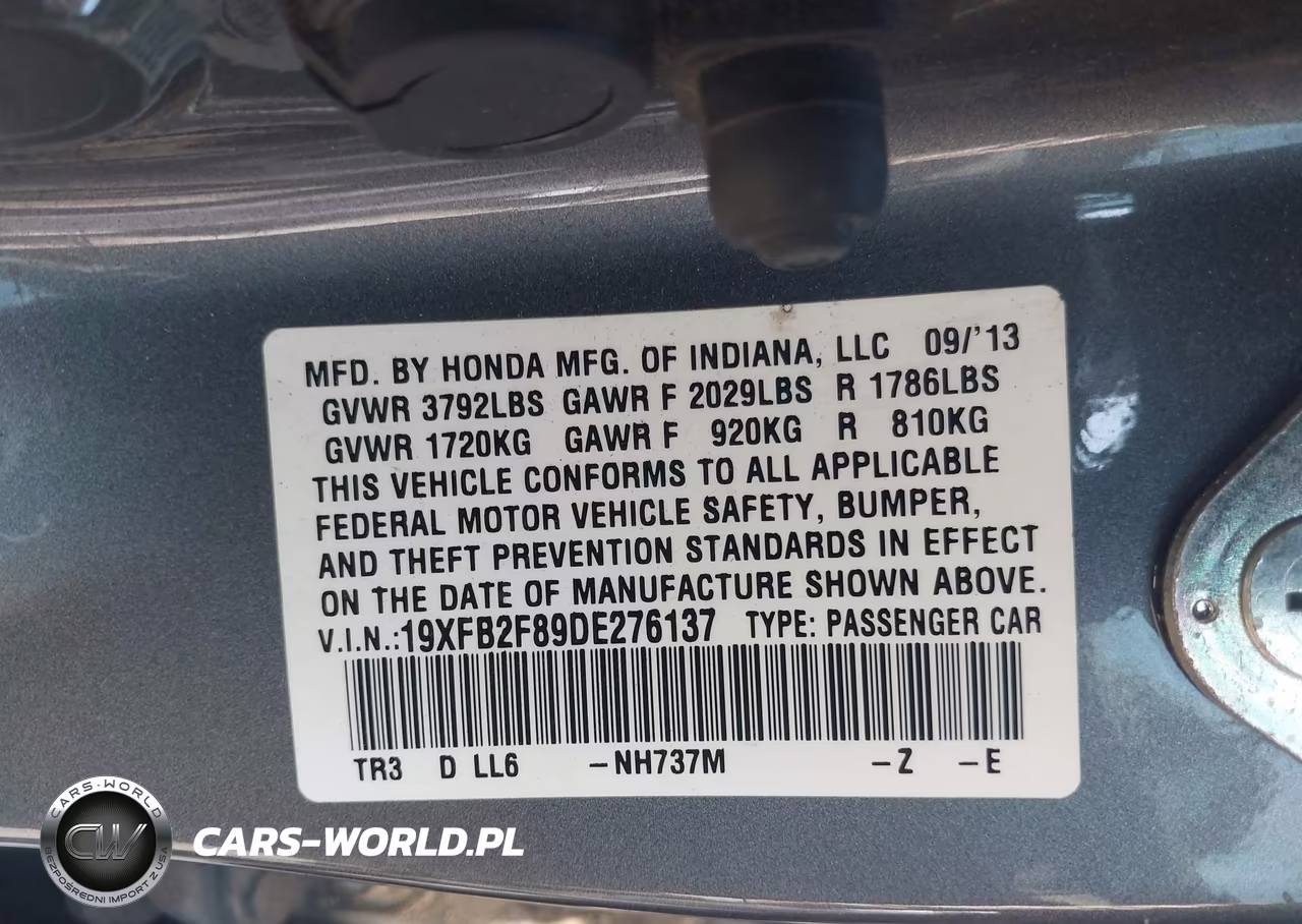 2013 Honda Civic Ex VIN:19XFB2F89DE276137 - 9