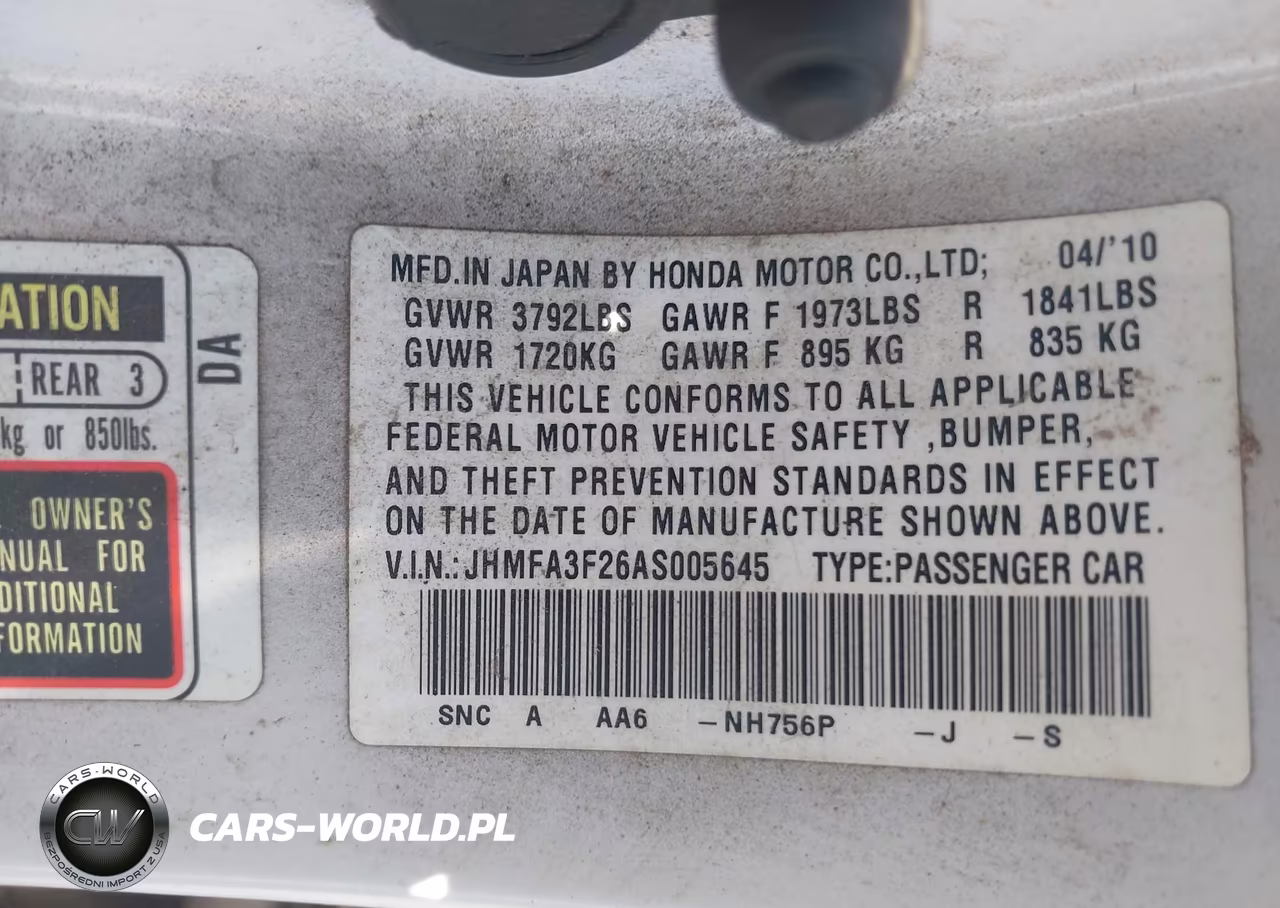 2010 Honda Civic Hybrid VIN:JHMFA3F26AS005645 - 9