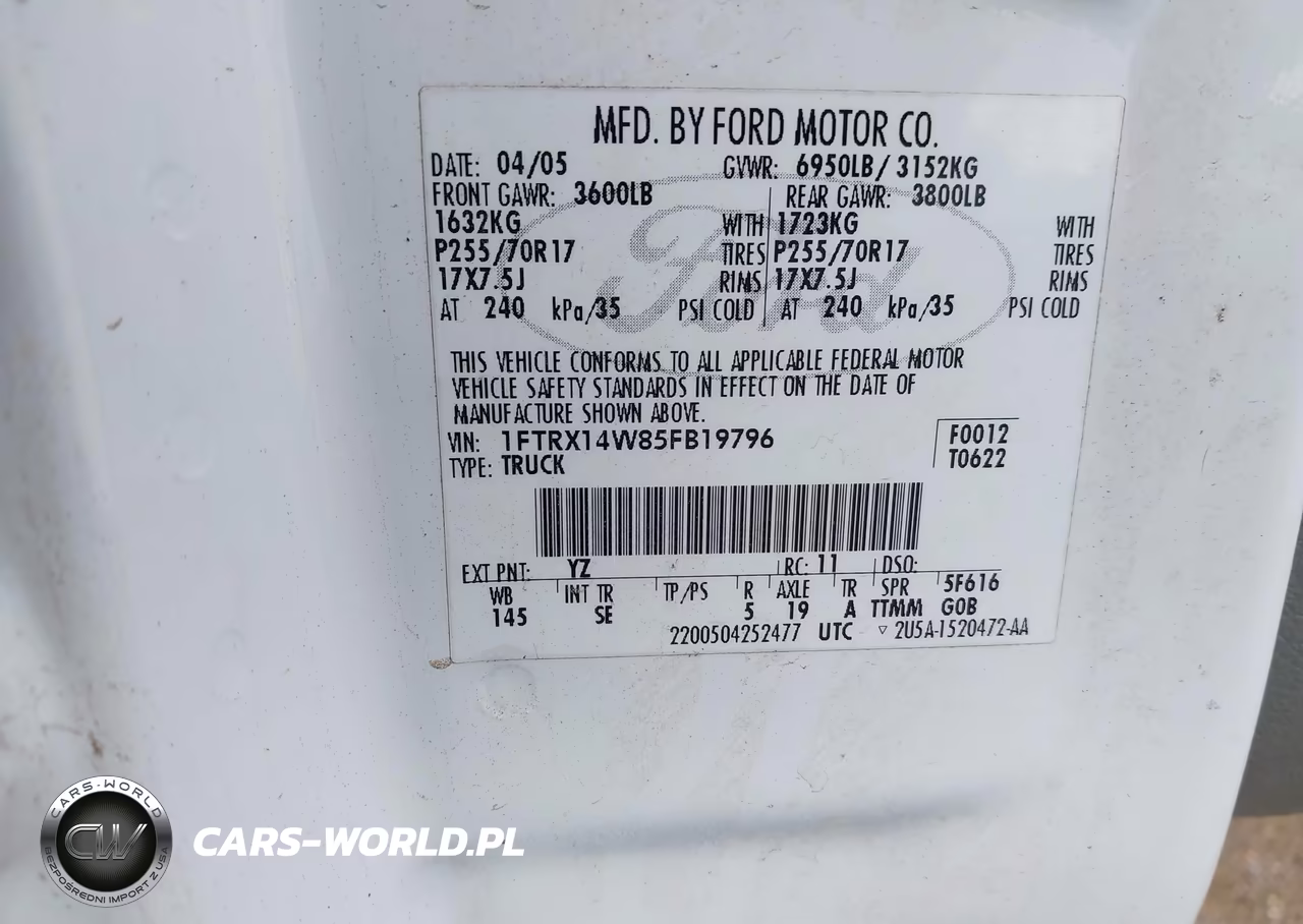 2005 Ford F-150 Stx-Xl-Xlt VIN:1FTRX14W85FB19796 - 9