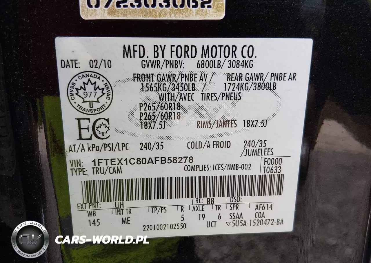 2010 Ford F-150 Fx2 Sport-Stx-Xl-Xlt VIN:1FTEX1C80AFB58278 - 9