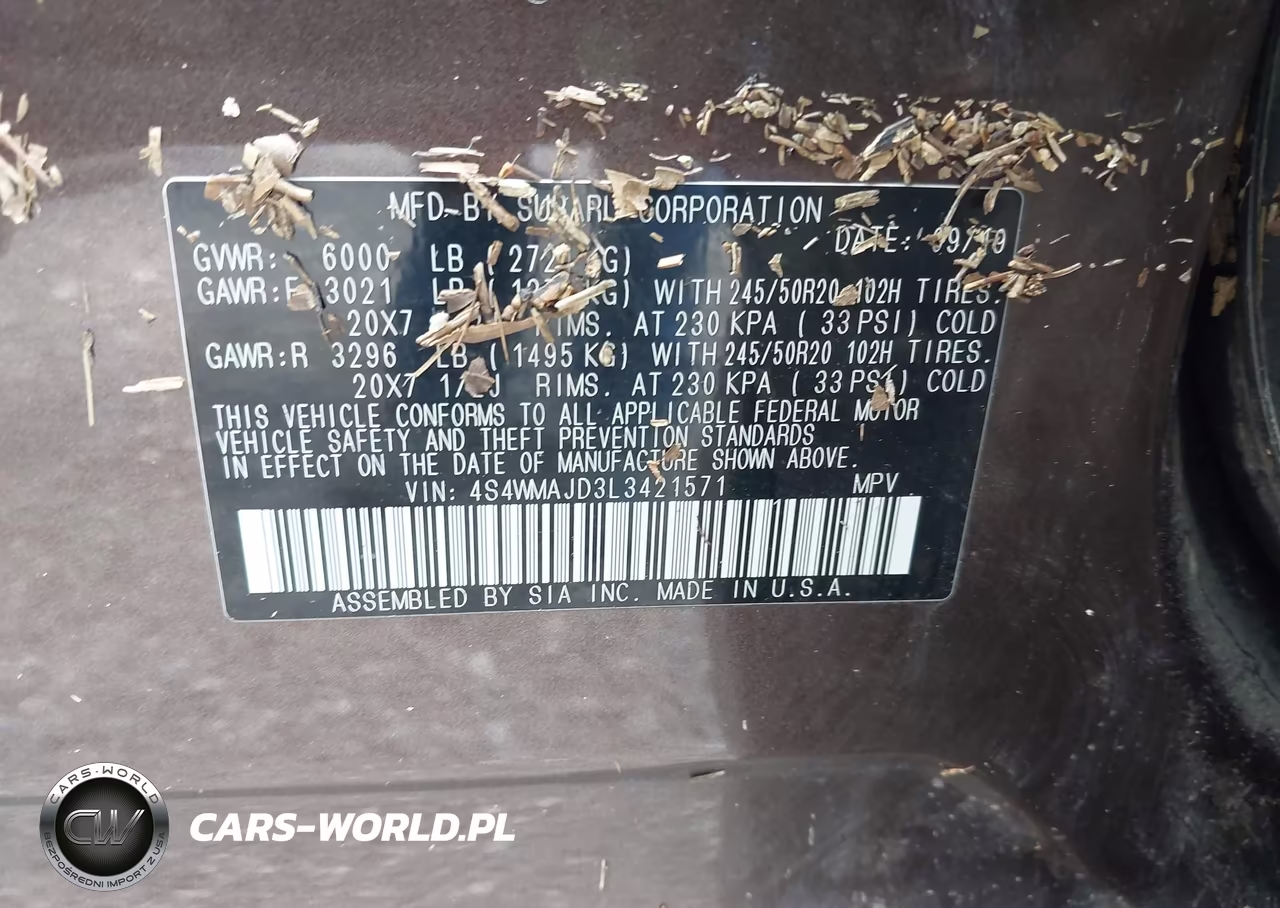 2020 Subaru Ascent Limited VIN:4S4WMAJD3L3421571 - 8