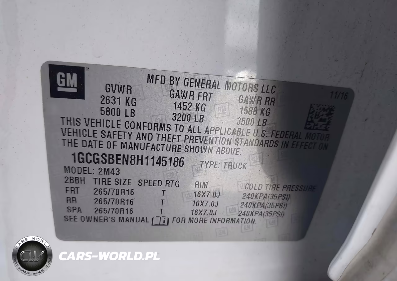 2017 Chevrolet Colorado 2Wd Wt VIN:1GCGSBEN8H1145186 - 9