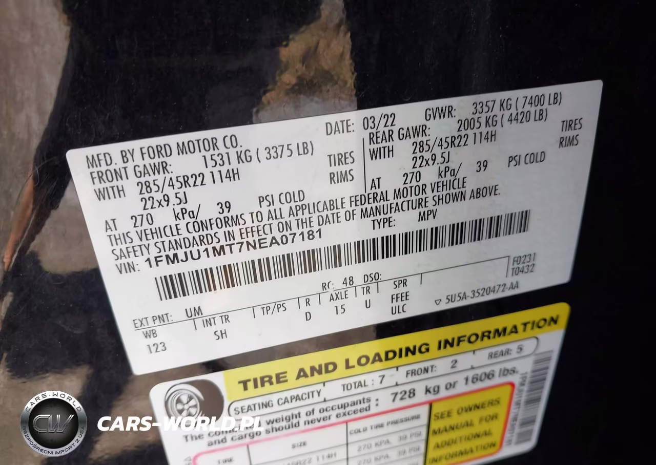 2022 Ford Expedition Platinum VIN:1FMJU1MT7NEA07181 - 9