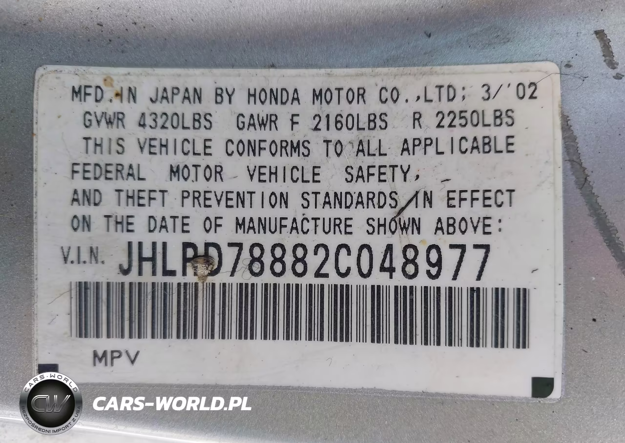 2002 Honda Cr-V Ex VIN:JHLRD78882C048977 - 9