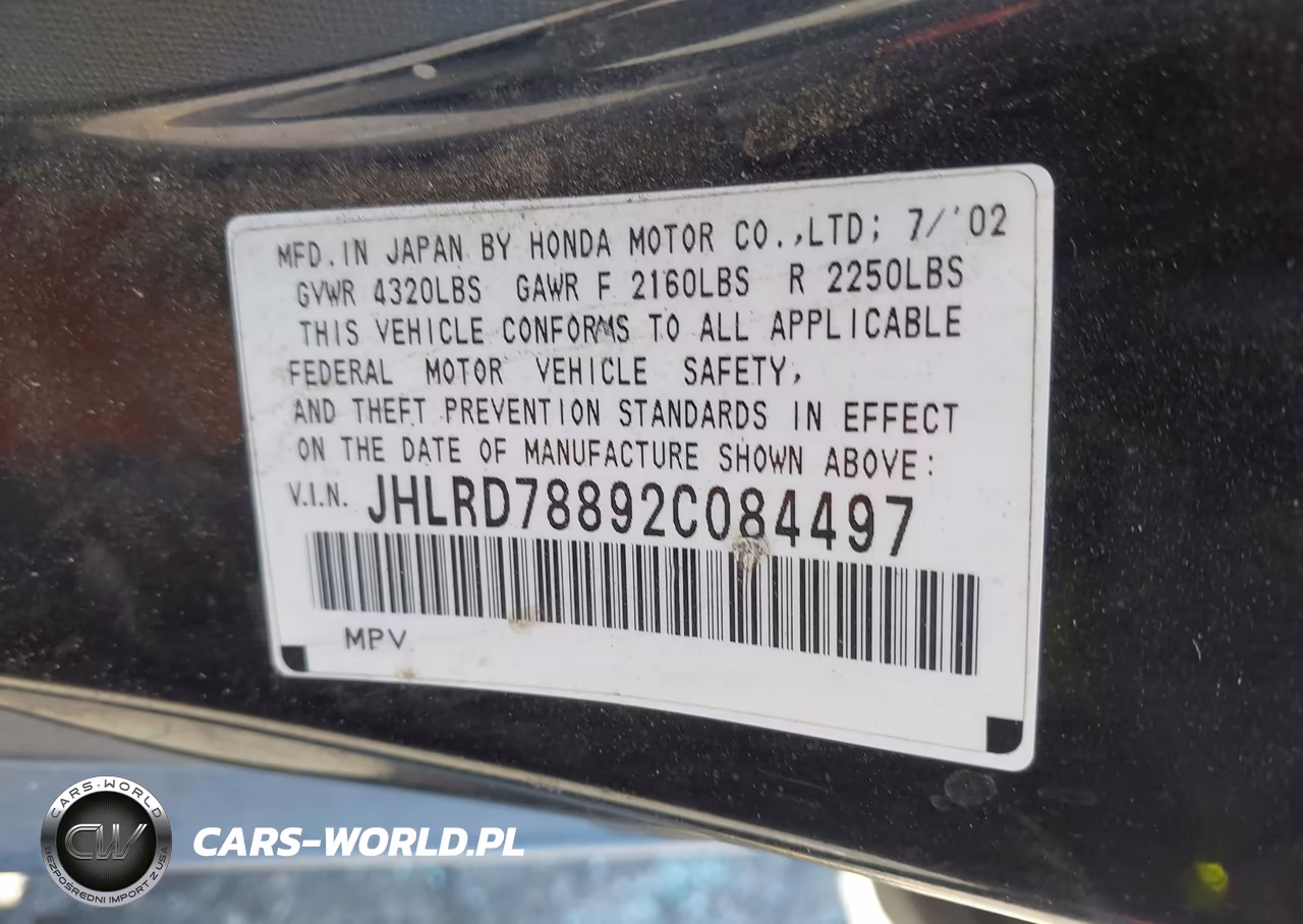 2002 Honda Cr-V Ex VIN:JHLRD78892C084497 - 9