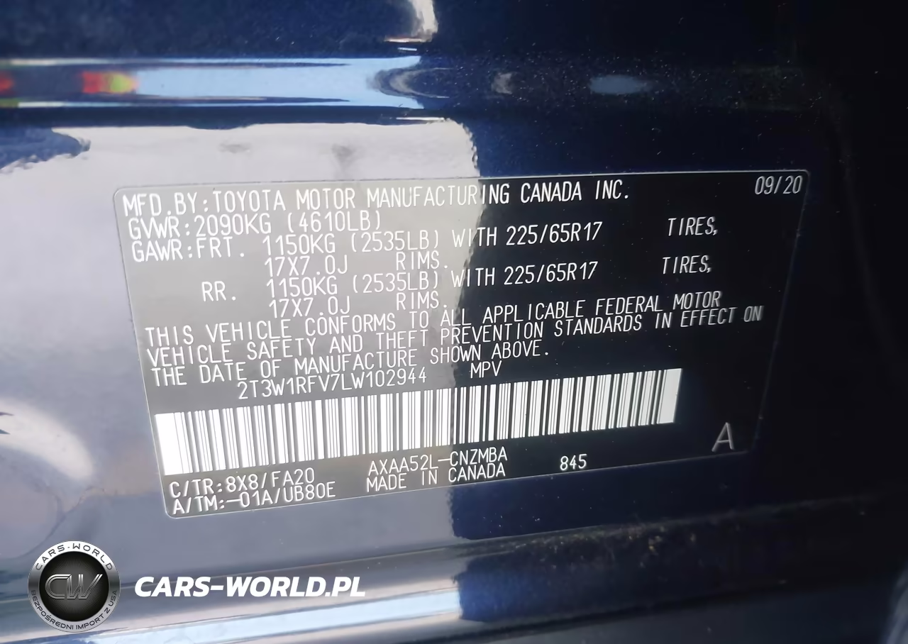 2020 Toyota Rav4 Xle VIN:2T3W1RFV7LW102944 - 9