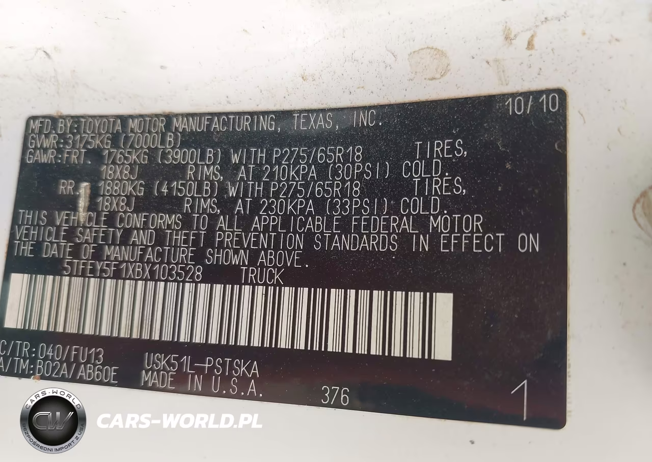 2011 Toyota Tundra Grade 5.7L V8 VIN:5TFEY5F1XBX103528 - 9