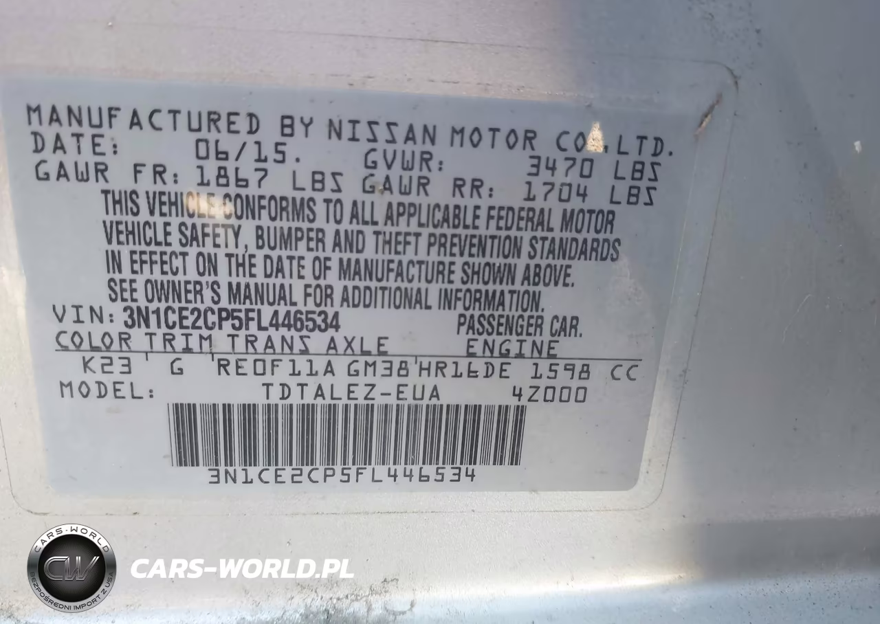 2015 Nissan Versa Note Sl VIN:3N1CE2CP5FL446534 - 9