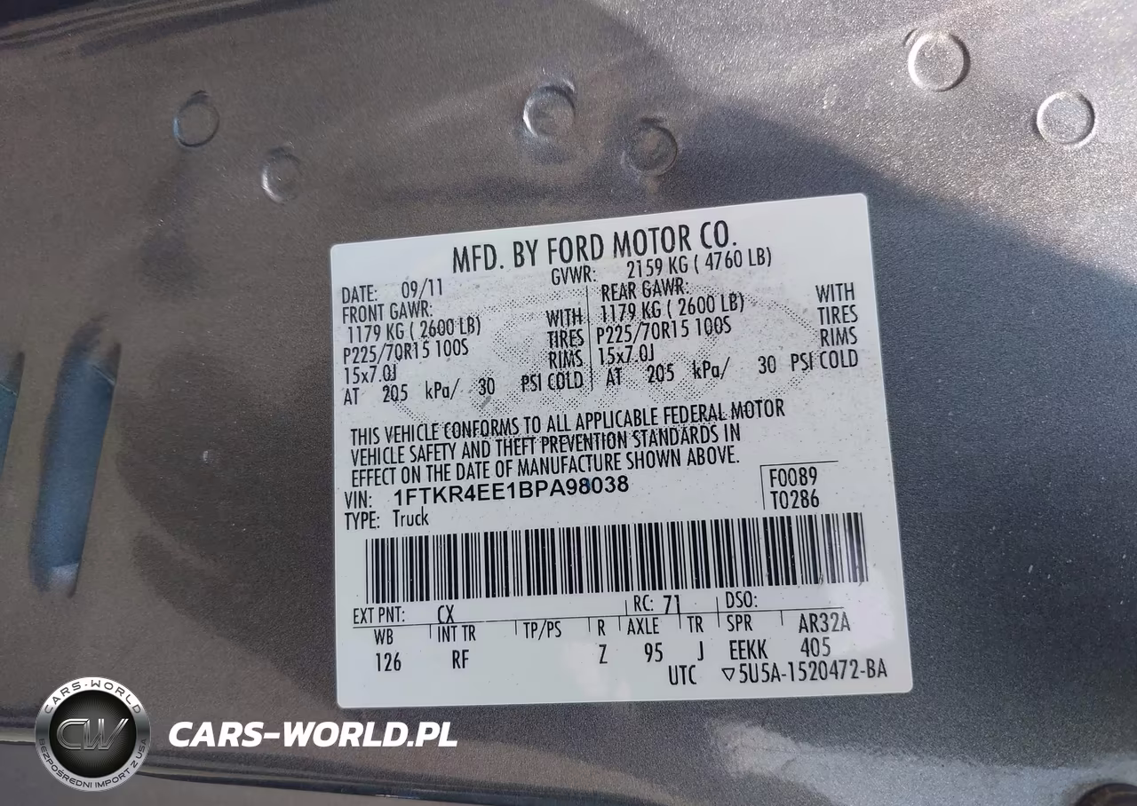 2011 Ford Ranger Sport-Xlt VIN:1FTKR4EE1BPA98038 - 9