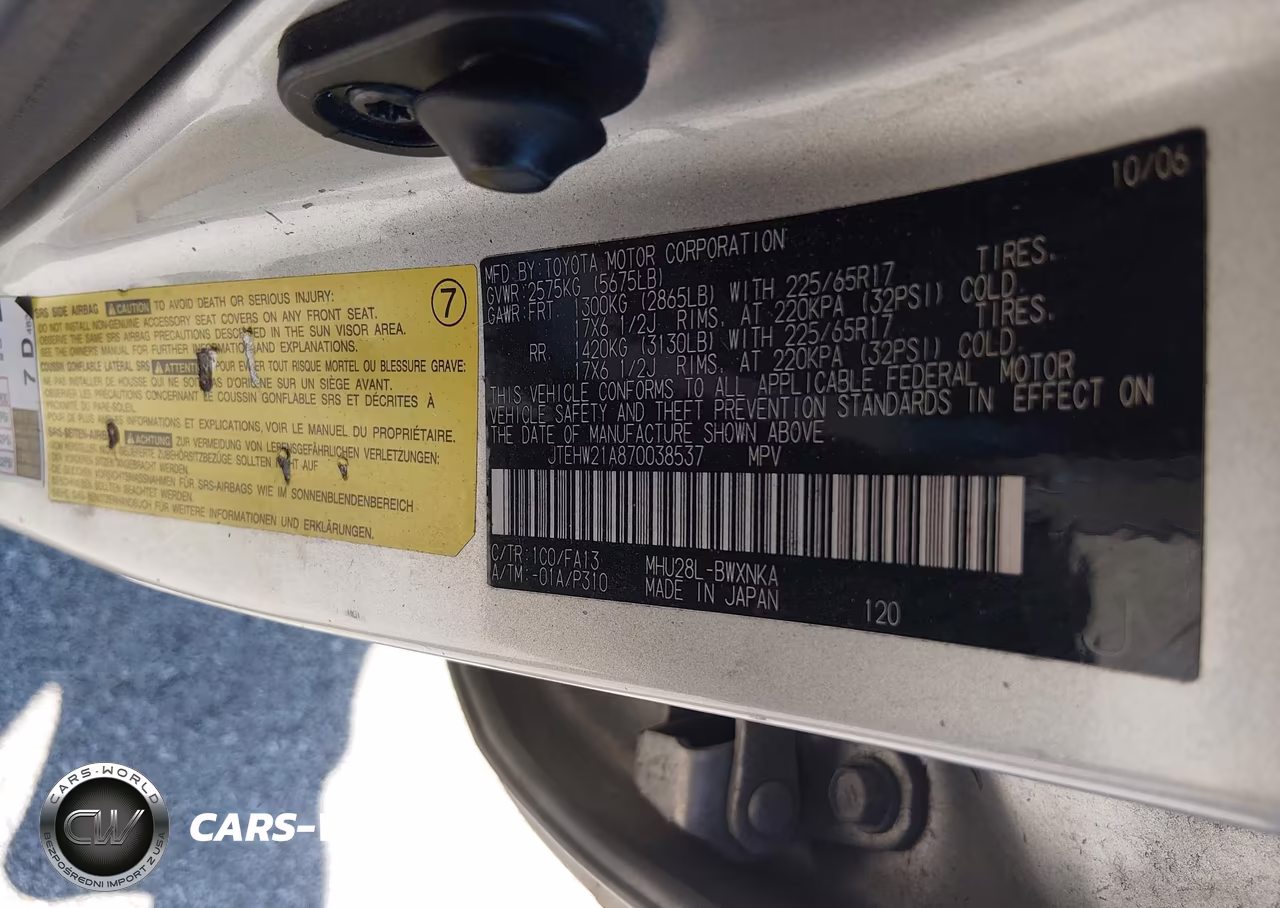 2007 Toyota Highlander Hybrid V6 (2 Rows) (Cvt-E) VIN:JTEHW21A870038537 - 9