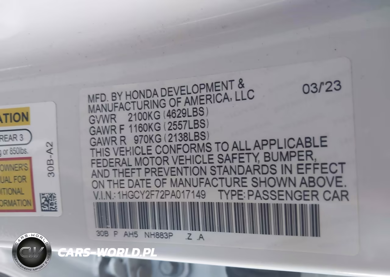 2023 Honda Accord Hybrid Sport-L VIN:1HGCY2F72PA017149 - 9