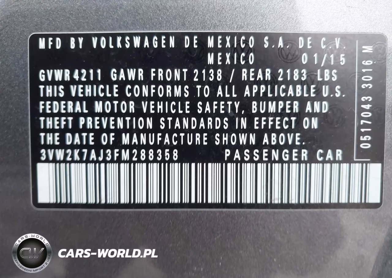 2015 Volkswagen Jetta 2.0L S VIN:3VW2K7AJ3FM288358 - 9