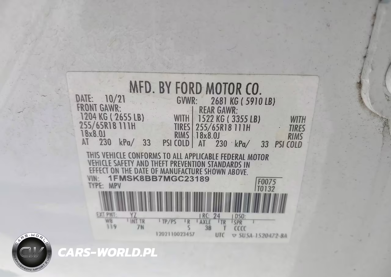 2021 Ford Explorer VIN:1FMSK8BB7MGC23189 - 9