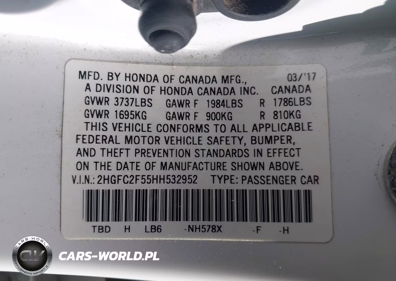 2017 Honda Civic Lx VIN:2HGFC2F55HH532952 - 9