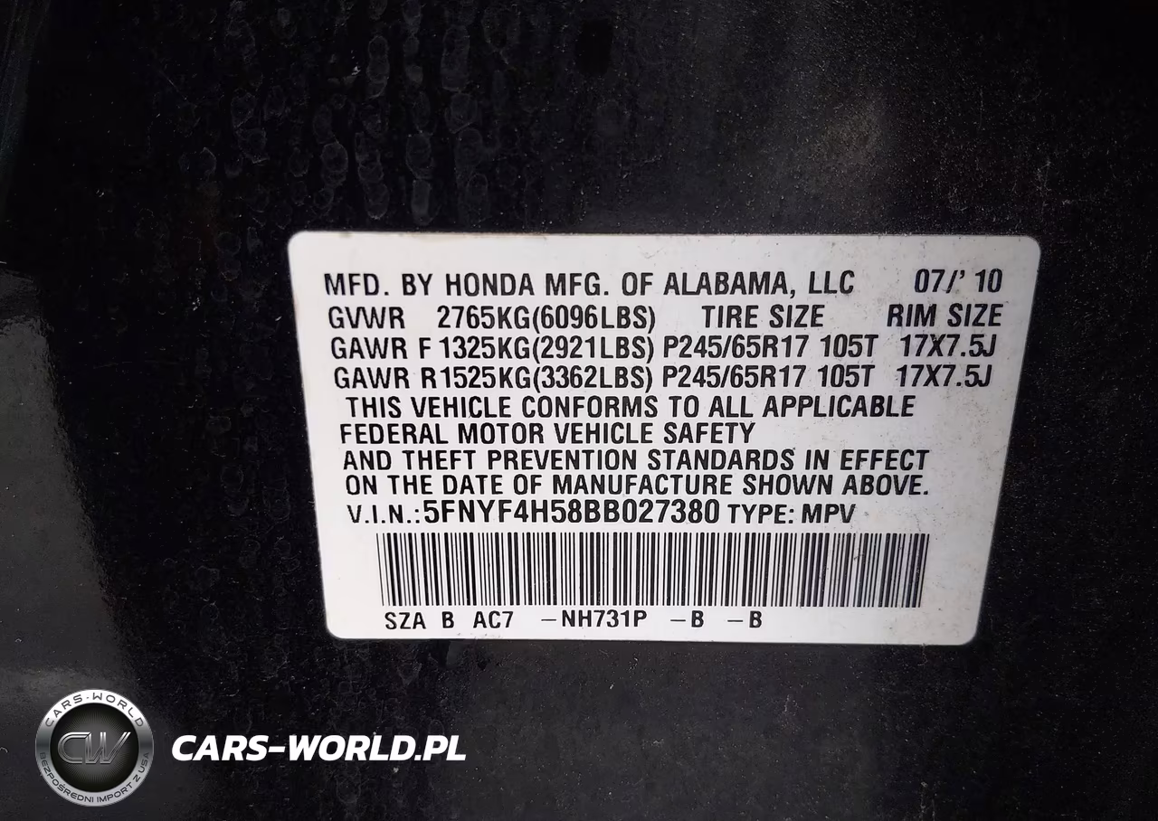 2011 Honda Pilot Ex-L VIN:5FNYF4H58BB027380 - 9